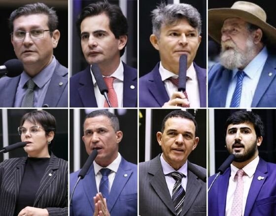 Rodrigo da Zaeli (PL), Fabio Garcia (UB), José Medeiros (PL), Nelson Barbudo (PL), Coronel Fernanda (PL), Coronel Assis (UB), Juarez Costa (MDB) e Emanuelzinho (MDB) - da esquerda à direita