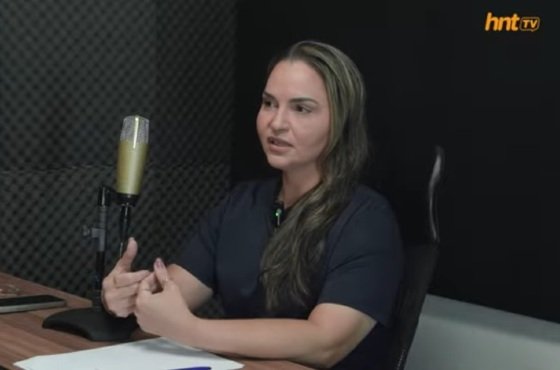 A vice-prefeita de Cuiabá, Coronel Vânia Rosa (Novo), no podcast HNT TV Entrevista. 