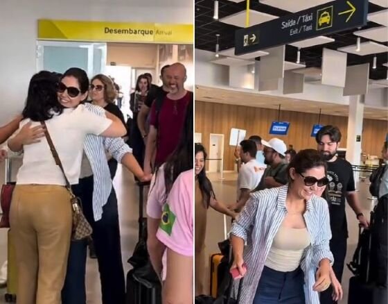 A ex-primeira-dama Michelle Bolsonaro (PL) desembarcou no Aeroporto Internacional Marechal Rondon, em Várzea Grande, nesta sexta-feira (31), para seguir viagem a Sorriso.