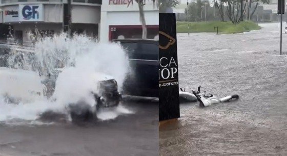 Chuva forte alaga centro de Sinop e causa transtornos; veja vídeo