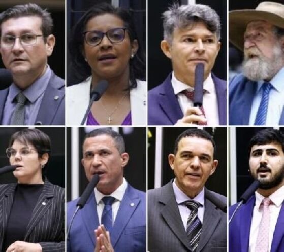 Rodrigo da Zaeli (PL); Gisela Simona (UB); José Medeiros (PL); Nelson Barbudo (PL); Coronel Fernanda (PL); Coronel Assis (UB); Juarez Costa (MDB); e Emanuelzinho (MDB) - da esquerda à direita