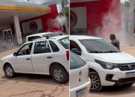 Princípio de incêndio em posto de combustível causa pânico em Cuiabá; veja vídeo
