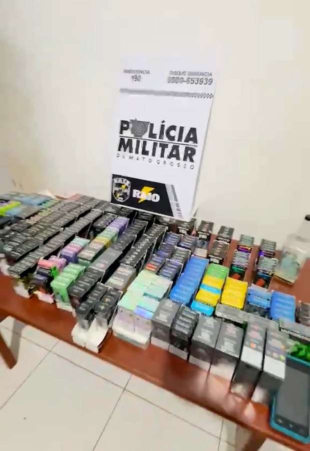 Polícia apreende cigarros eletrônicos avaliados em R$ 100 mil em Primavera do Leste