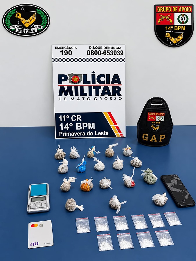 Homem com histórico criminal é preso com drogas em Primavera do Leste, MT