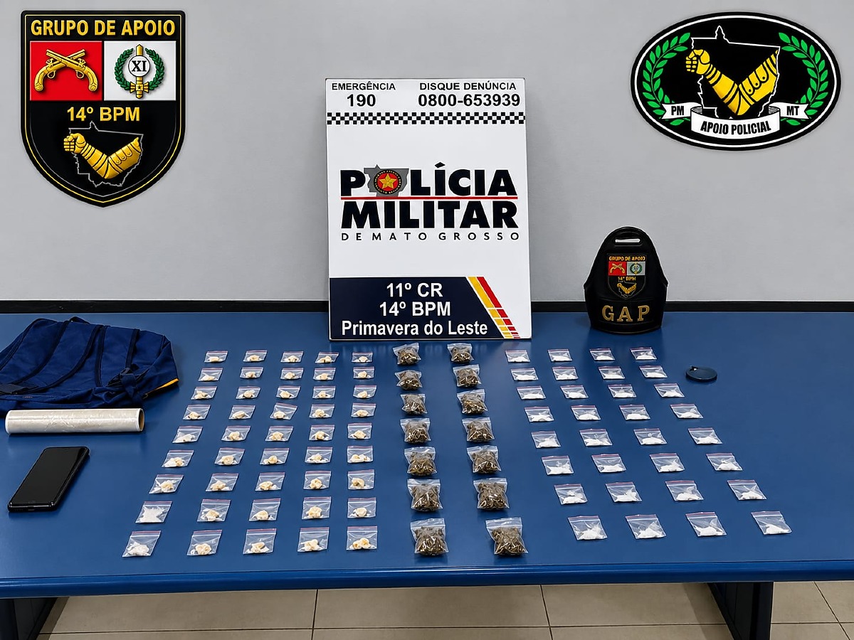 Polícia Militar prende dois irmãos por tráfico de drogas em Primavera do Leste